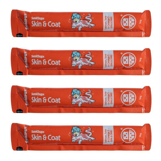  SuniChups Skin & Coat Snack Funcional para Gatos 4 Tubitos