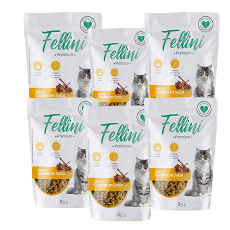 Alimento Humedo Gato Fellini Cordero En Salsa 85Gr X 6Un