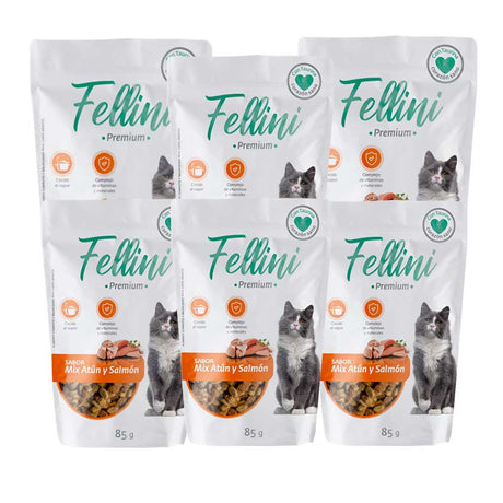 Alimento Humedo Gato Fellini Mix Atun Y Salmon 85Gr X 6Un
