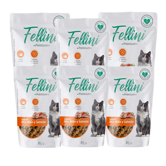 Alimento Humedo Gato Fellini Mix Atun Y Salmon 85Gr X 6Un