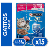  Purina Cat Chow Hydro Gatitos Carne 85Gr Pack 15 Unidades
