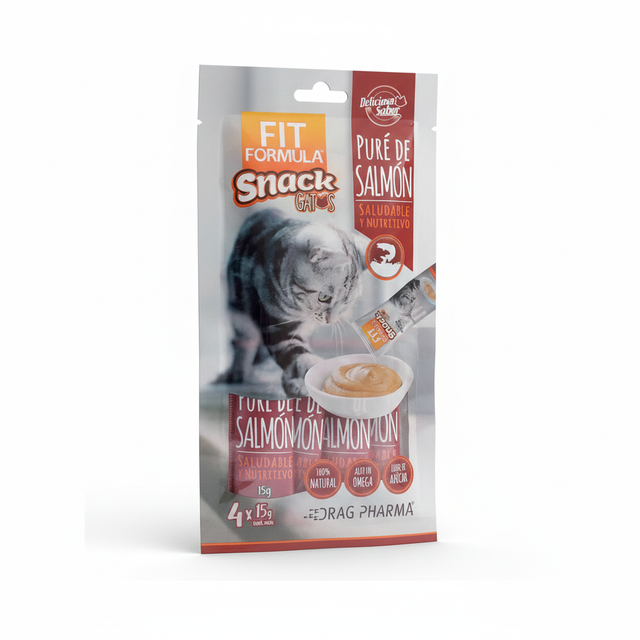  Fit Formula Snack para Gatos Pure de Salmón 60gr Pack 6 Sobres