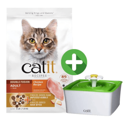 Catit Recipes Doble Fusión Adulto con Pollo 1.8kg + Catit Fuente bebedera Flor 1.5ltrs