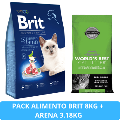 Brit Premium By Nature Cat Sterilized Lamb 8KG + Arena WBCL 3.18kg