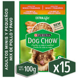  Alimento Humedo Para Perro Dog Chow® Adultos Minis Y Pequenos Sabor Pollo Y Pavo 100Gr Pack 15 Unidades