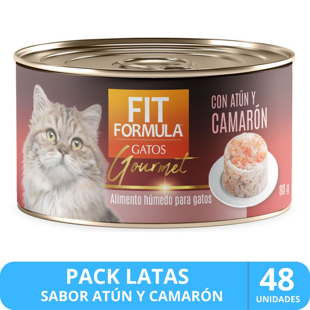  Lata Fit Formula Gato Gourmet Sabor Atun Y Camaron 80Gr Pack 48 Unidades