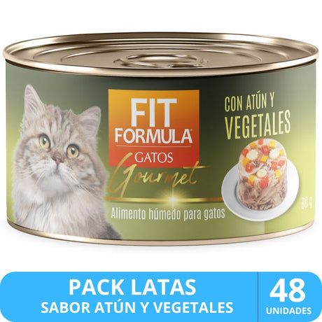 Lata Fit Formula Gato Gourmet Sabor Atun Y Vegetales 80Gr Pack 48 Unidades