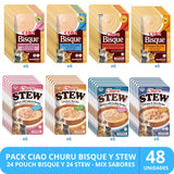 Inaba Ciao Churu Cat Bisque Y Stew Pack Degustacion 48 Unidades