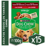 Alimento Humedo Para Perro Dog Chow® Adultos Con Carne Sobre 100G Pack 15 Unidades