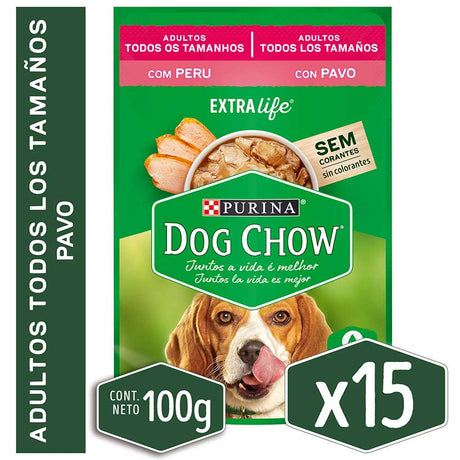 Alimento Humedo Para Perro Dog Chow® Adultos Con Pavo Sobre 100Gr Pack 15 Unidades