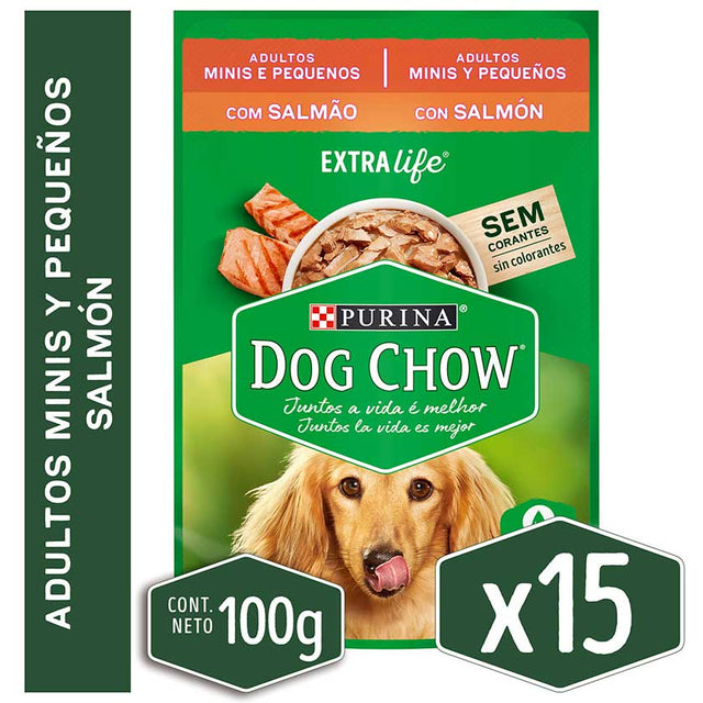 Alimento Humedo Para Perro Dog Chow® Adultos Minis Y Pequenos Sabor Salmon 100Gr Pack 15 Unidades