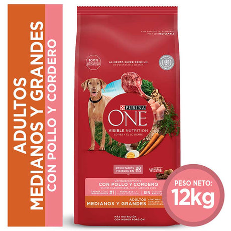 Purina® One® Adulto Mediano Y Grande Pollo Y Cordero 12Kg
