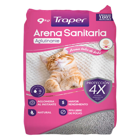Arenas para Gatos Arena Sanitaria Talco Bebe Traper 9 Kg