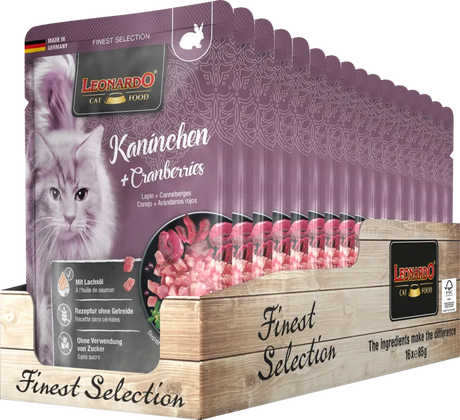 LEONARDO Conejo y Arándanos 85 g – PACK 16 UNIDADES