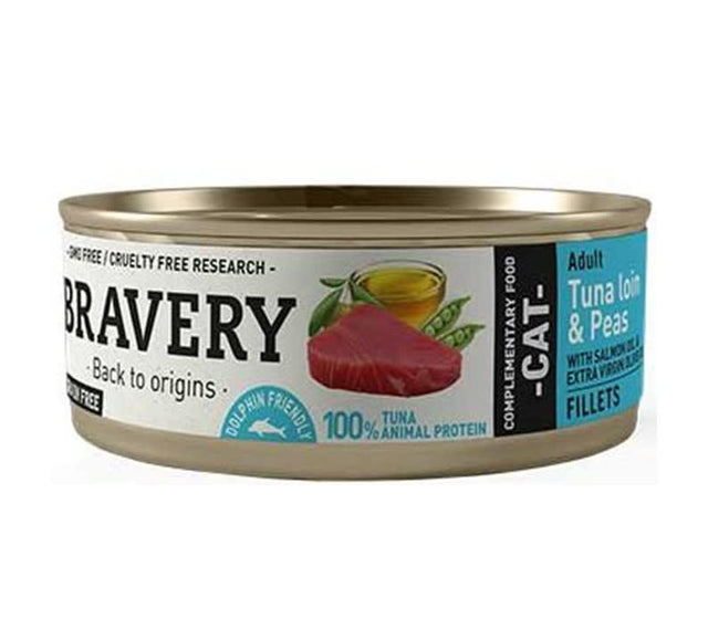  Lata Bravery Alimento Humedo Natural Para Gato Adulto Esterilizado Receta Atun Y Avejas 70 G