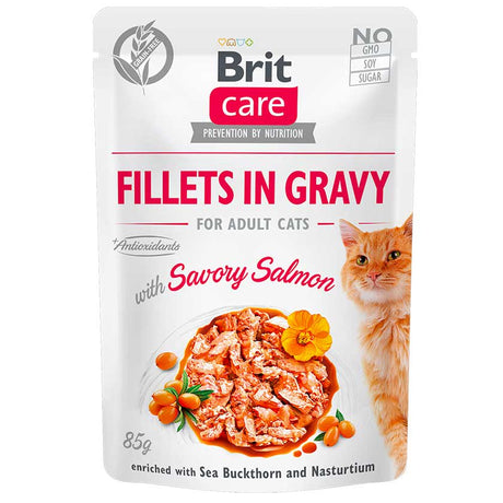 Brit Care Cat Fillets In Gravy Pouch Salmon 85Gr