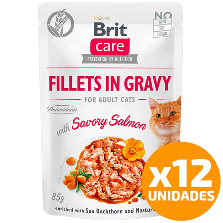 Brit Care Cat Fillets In Gravy Pouch Salmon 85Gr Pack 12 Unidades