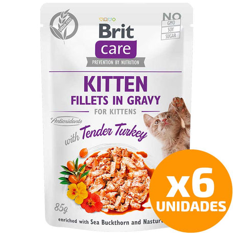 Brit Care Brit Care Cat Pouch Kitten Sabor Pavo 85Gr Pack 6 Unidades
