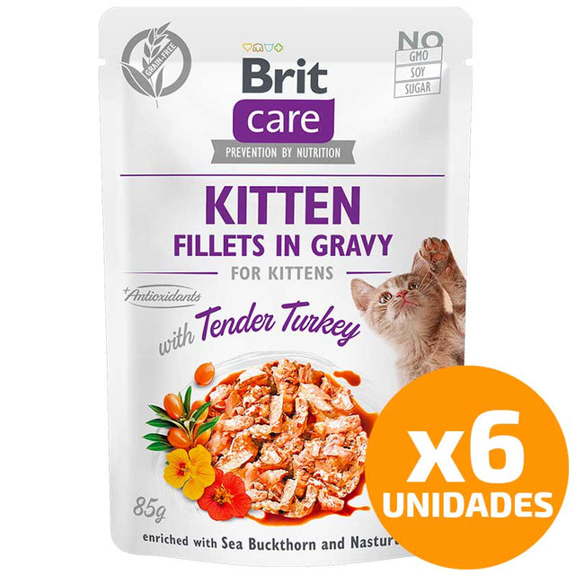  Brit Care Cat Pouch Kitten Sabor Pavo 85Gr Pack 6 Unidades