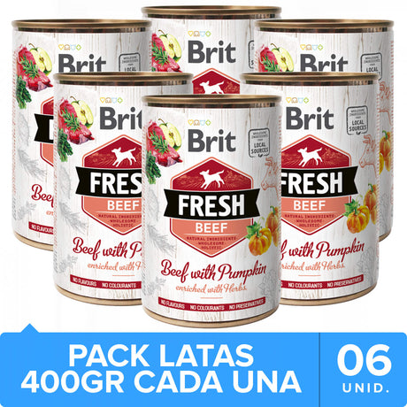 Brit Fresh Perros Carne Con Calabaza 400Gr Pack 6 Unidades