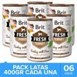  Brit Fresh Perros Con Pavo Y Guisantes 400Gr Pack 6 Unidades