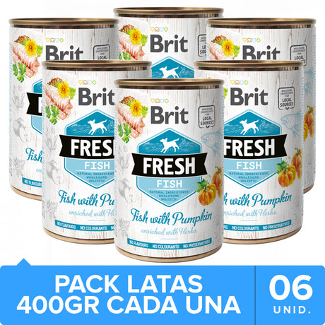 Alimento para Perros Brit Fresh Perros Con Pescado Y Calabaza 400Gr Pack 6 Unidades