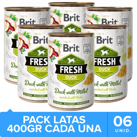 Brit Fresh Perros Duck With Millet 400Gr Pack 6 Unidades