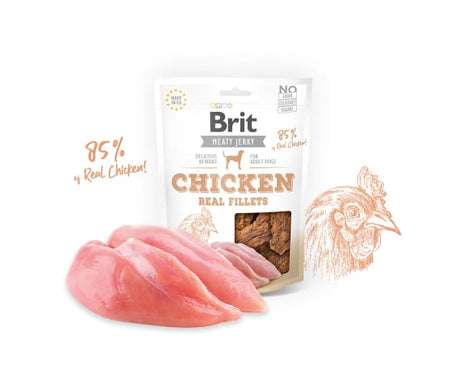 Alimento para Perros Brit Meaty Jerky Chicken Snack Para Perros Sabor Filete De Pollo 80Gr