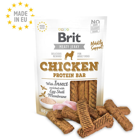 Alimento para Perros Brit Meaty Jerky Chicken Protein Bar Para Perros Sabor Pollo E Insectos 80Gr