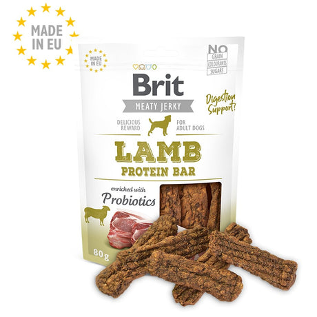 Alimento para Perros Brit Meaty Jerky Lamb Protein Bar Para Perros Sabor Cordero 80Gr
