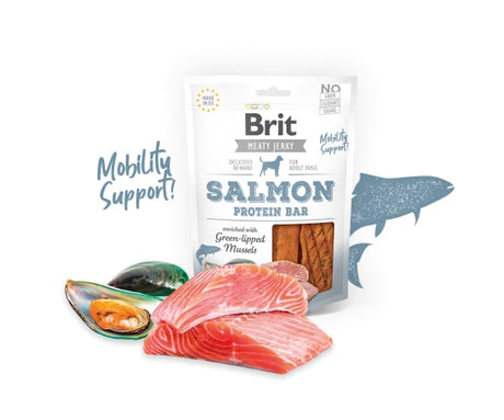 Alimento para Perros Brit Meaty Jerky Salmon Protein Bar Snack Para Perros 80Gr