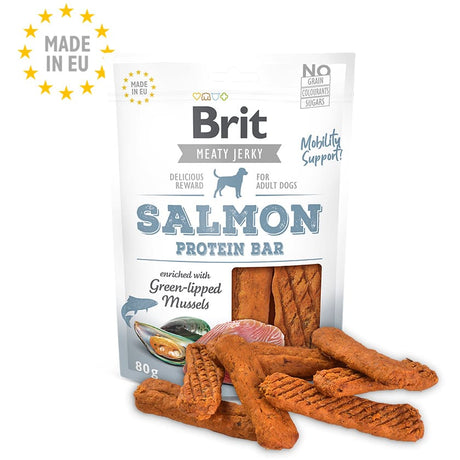Alimento para Perros Brit Meaty Jerky Salmon Protein Bar Snack Para Perros 80Gr
