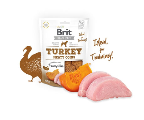 Alimento para Perros Brit Meaty Jerky Turkey Coins Snack Para Perros Sabor Pavo 80Gr