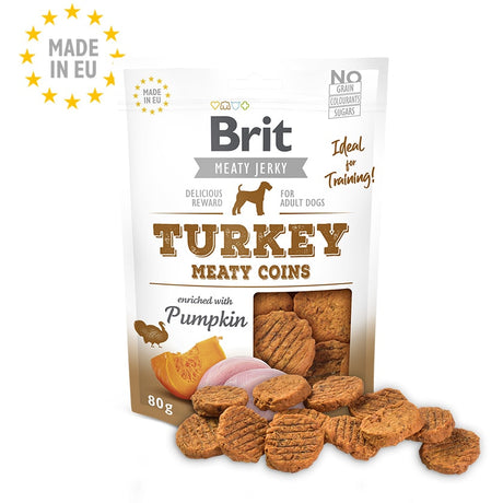 Alimento para Perros Brit Meaty Jerky Turkey Coins Snack Para Perros Sabor Pavo 80Gr
