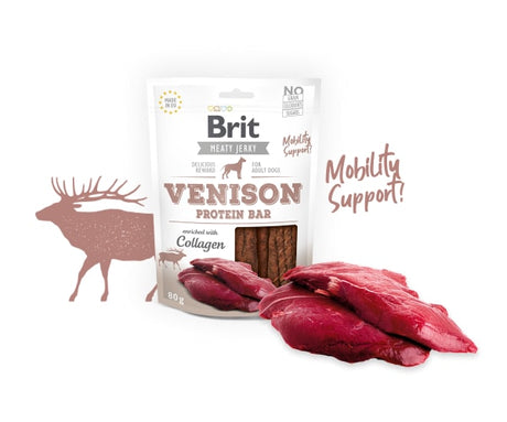 Alimento para Perros Brit Meaty Jerky Venision Protein Bar Snack Para Perros Sabor Venado 80Gr