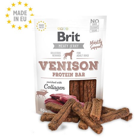 Alimento para Perros Brit Meaty Jerky Venision Protein Bar Snack Para Perros Sabor Venado 80Gr