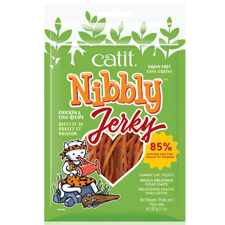 Snacks y Premios Naturales para Gatos Cat It Nibbly Jerky Pollo Y Pescado 30Gr