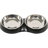 Cat It Plato Doble Acero Inoxidable Con Borde Bajo Color Negro