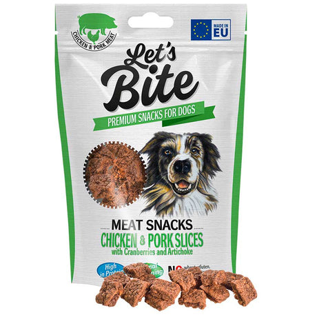 Alimento para Perros Let S Bite Meat Snacks Chicken And Pork Slices 80Gr