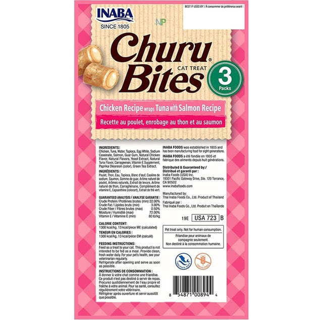 Inaba Ciao Churu Bites De Atun Con Salmon Envueltos En Wraps De Pollo 30Gr