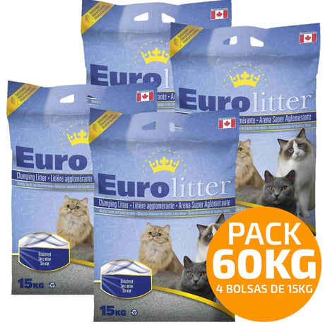 Arenas para Gatos Euro Litter Arena Sanitaria Pack 60Kg