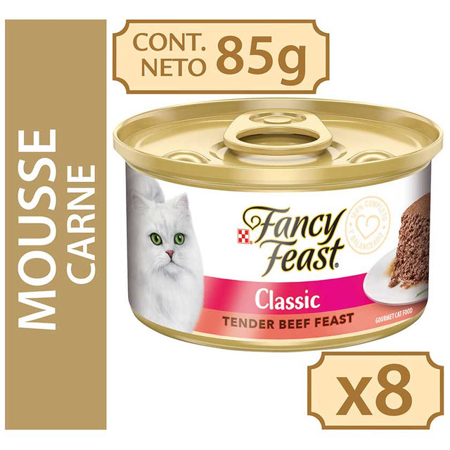  Fancy Feast Mousse Carne 85Gr X 8 Unidades Classic Tender Beef