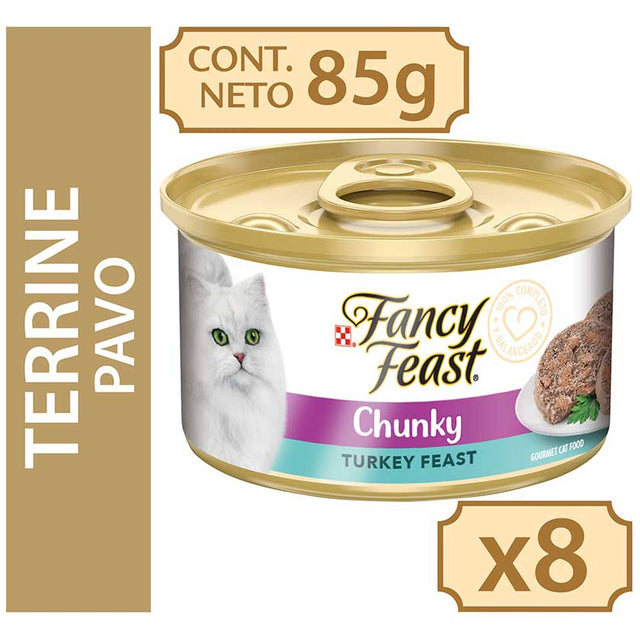  Fancy Feast Terrine Con Pavo 85Gr X 8 Unidades Chunky Turkey Feast