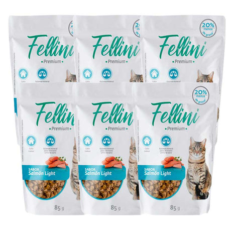 Alimento Humedo Gato Fellini Salmon Light 85Gr X6 Unidades