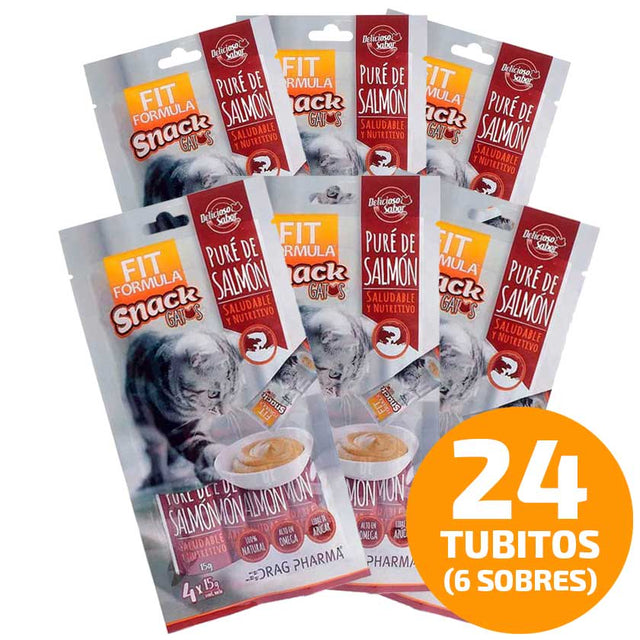  Fit Formula Snack Para Gatos Pure De Salmon 60Gr Pack 6 Sobres