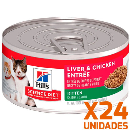 Hills Lata Cat Kitten Receta De Higado De Pollo Pack 24 Unidades