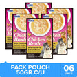 Inaba Churu Broth Pouch Gatos Sabor Pollo Y Salmon 50Gr Pack 6 Unidades