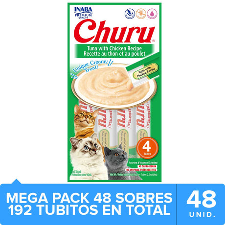 Inaba Churu Cat Mega Pack Caja 48Un Atun Y Pollo 192 Tubitos
