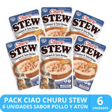 Inaba Churu Cat Stew Chicken Tuna 40Gr Pack 6 Unidades