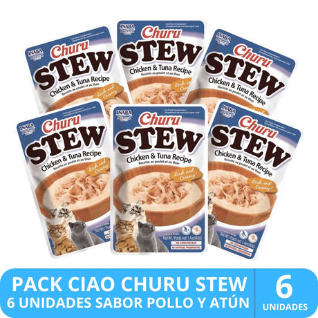 Inaba Churu Cat Stew Chicken Tuna 40Gr Pack 6 Unidades